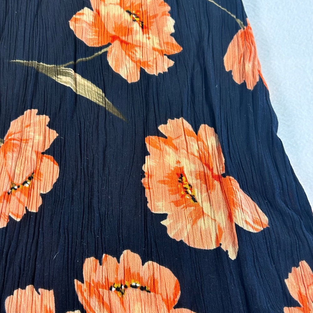Patrons of Peace Black Orange Floral Print Maxi Dress Spaghetti Straps XS - Picture 3 of 9